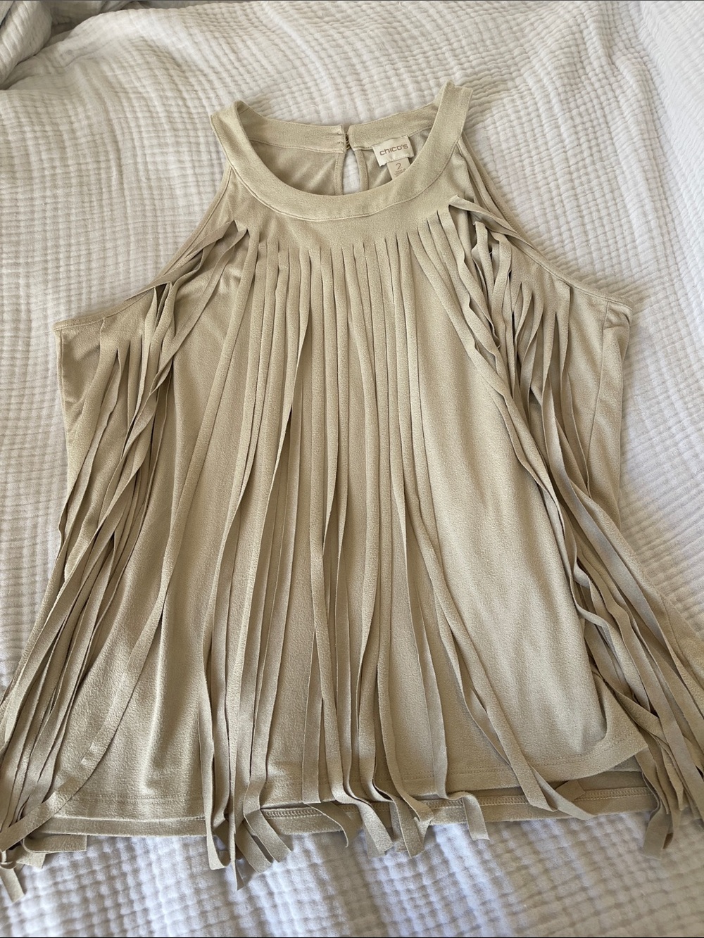 Chico's Women's Fringe Tank Top - Taupe. BEAUTIFUL